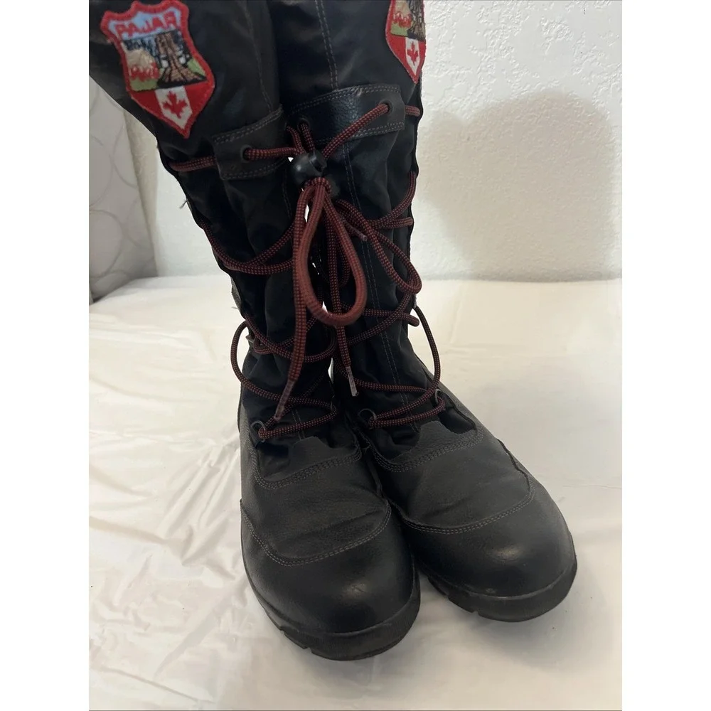 PAJAR Waterproof Grip Tall Winter Lined Lace Up Womens Sz 7 7.5 Black Red EU‎ 38